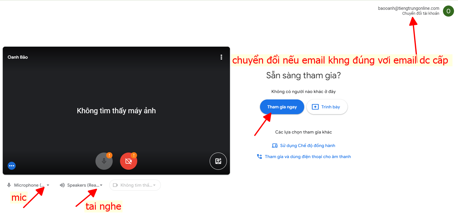 Hướng dẫn login Meet